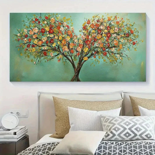 Vibrant Blossom Tree Minimalist Wall Art Canvas Office Home Room Framed 120x60cm