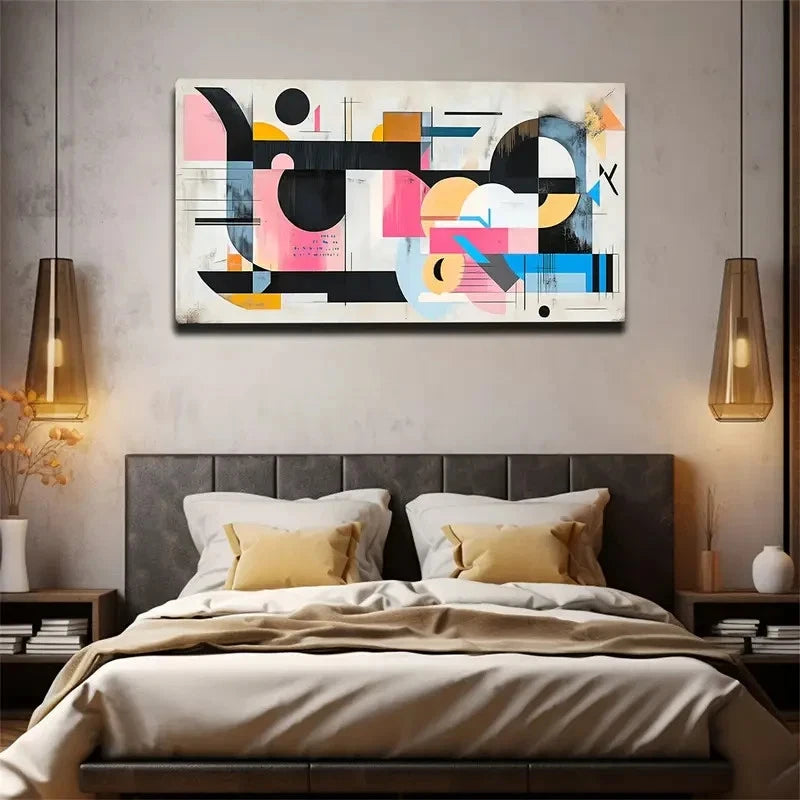 Vibrant Minimalist Design Wall Art Canvas Office Home Room Framed 120x60cm