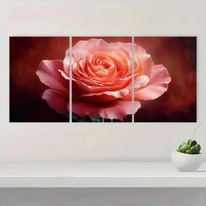 3pcs Peach Rose & Floral Wall Decor, Elegant Wall Art Set Canvas - High Quality Print 100% Australian Made Wall Canvas
