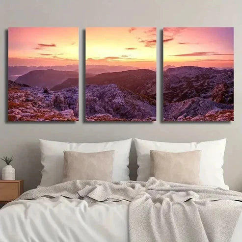 3pcs Krippenstein Sunrise Mountain Landscape Wall Art Set Canvas Unframed - High Quality Print 100% Australian Made Wall Canvas