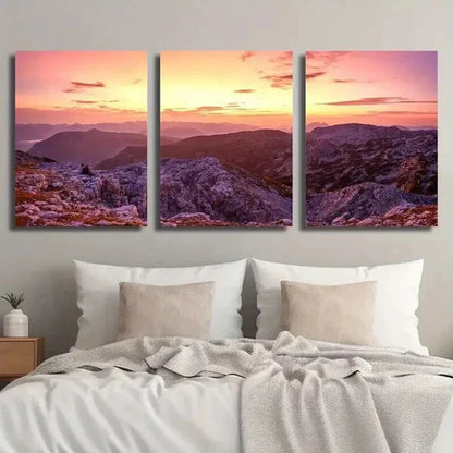 3pcs Krippenstein Sunrise Mountain Landscape Wall Art Set Canvas Unframed - High Quality Print 100% Australian Made Wall Canvas