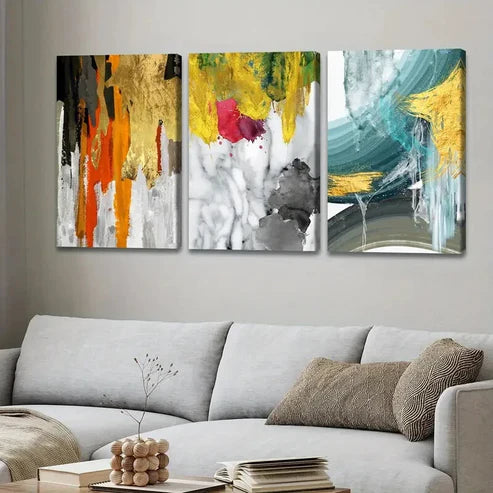 3pcs Cool Nordic Style Abstract Geometry Colors Wall Art Set Canvas Unframed - High Quality Print 100% Australian Made Wall Canvas - Bella Home Decor