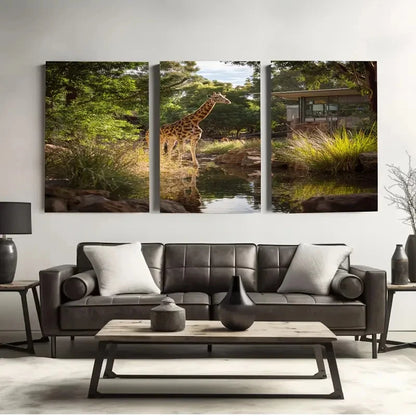 3pcs Famous City Adelaide Zoo, Australia Wall Art Set Canvas Framed 50x70cm - High Quality Print 100% Australian Made Wall Canvas Ready to Hang