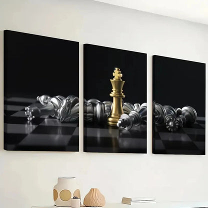 3pcs Featuring Chess And Board Games Perfect Wall Art Set Canvas Framed 40x60cm - High Quality Print 100% Australian Made Wall Canvas Ready to Hang - Bella Home Decor