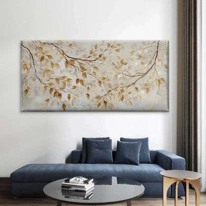 Autumn Leaves Botanical Wall Art Canvas Office Home Room Framed 120x60cm