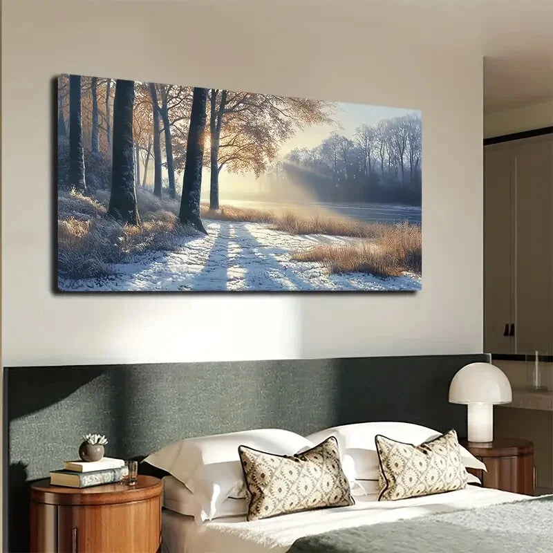 A Thin Layer Of Snow Covering Wall Art Canvas Office Home Room Framed 120x60cm - Bella Home Decor