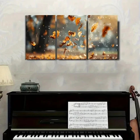 3pcs "Whisper of Leaves in the Breeze" Autumn Wall Art Set Canvas Unframed - High Quality Print 100% Australian Made Wall Canvas - Bella Home Decor