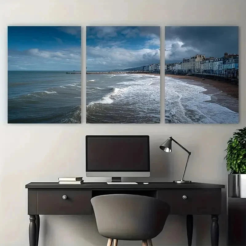 3pcs Weymouth Poster England Travel Perfect Wall Art Set Canvas Framed 50x70cm - High Quality Print 100% Australian Made Wall Canvas Ready to Hang