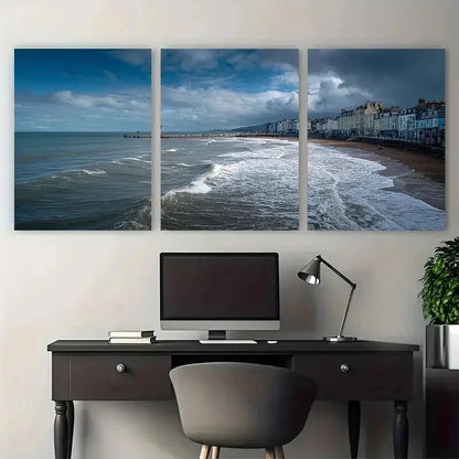3pcs Weymouth Poster England Travel Perfect Wall Art Set Canvas Framed 50x70cm - High Quality Print 100% Australian Made Wall Canvas Ready to Hang