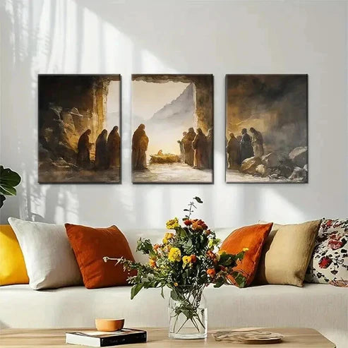 3pcs Warm Hues Faith-Based Inspirational Perfect Wall Art Set Canvas Unframed - High Quality Print 100% Australian Made Wall Canvas