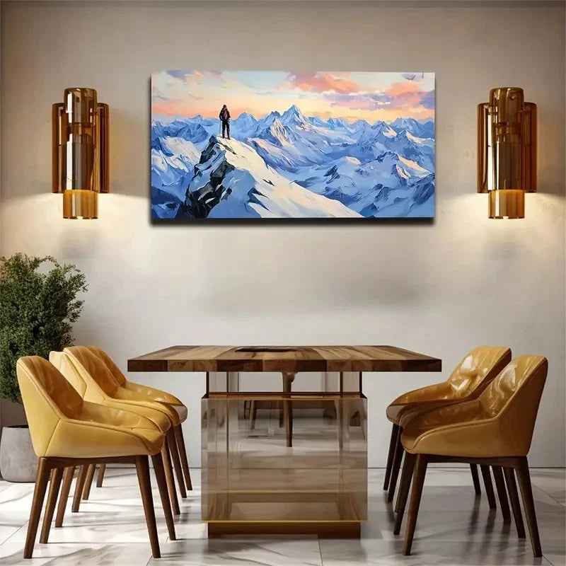 People On Snow-Capped Mountains Wall Art Canvas Office Home Room Framed 120x60cm