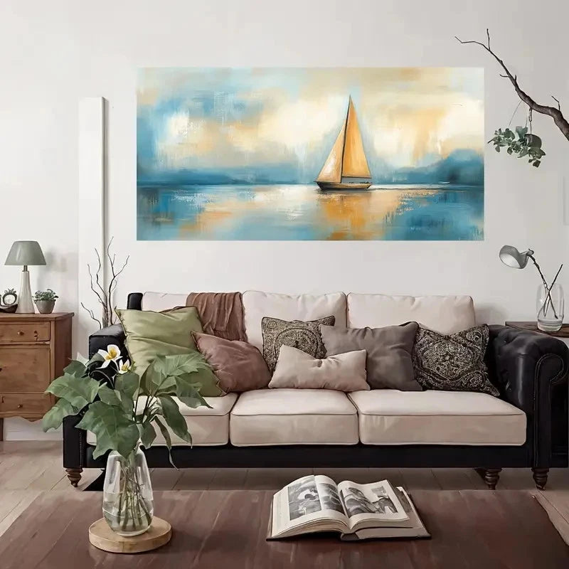 Vintage Nautical Sailboat Wall Art Canvas Office Home Room Framed 120x60cm