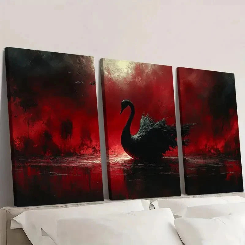 3pcs The Black Swan Gothic Dark Macabre Wall Art Set Canvas Framed 60x90cm - High Quality Print 100% Australian Made Wall Canvas Ready to Hang