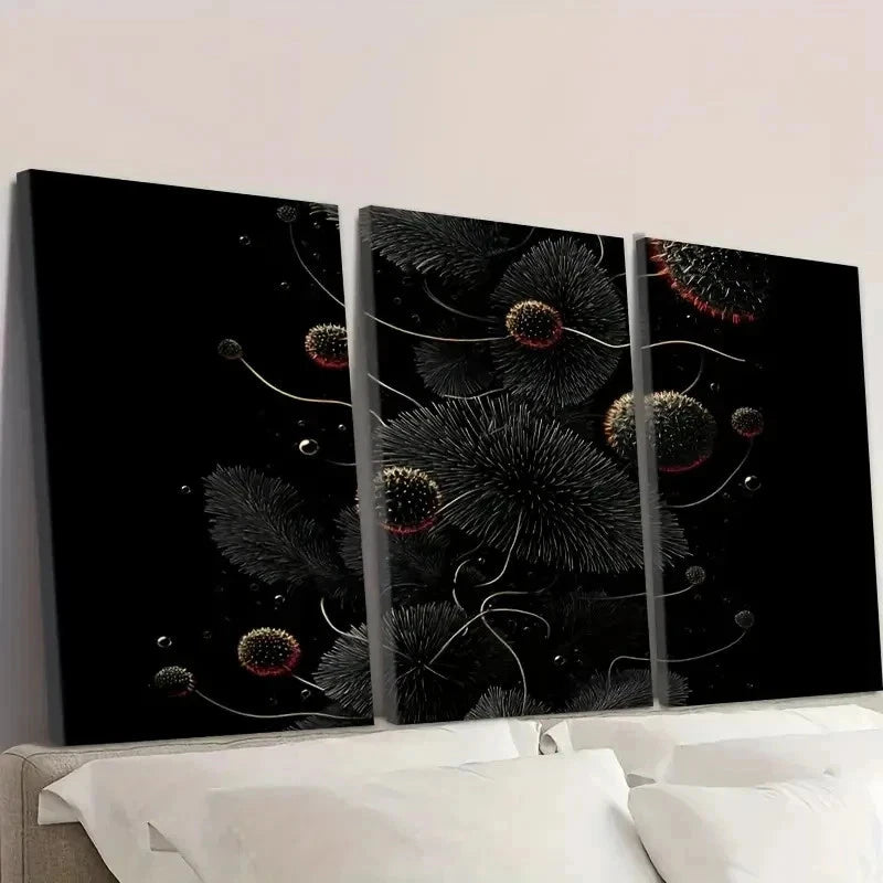 3pcs Abstract Black With Red White Dots Wall Art Set Canvas Framed 40x60cm - High Quality Print 100% Australian Made Wall Canvas Ready to Hang - Bella Home Decor