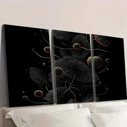 3pcs Abstract Black With Red White Dots Wall Art Set Canvas Framed 40x60cm - High Quality Print 100% Australian Made Wall Canvas Ready to Hang - Bella Home Decor