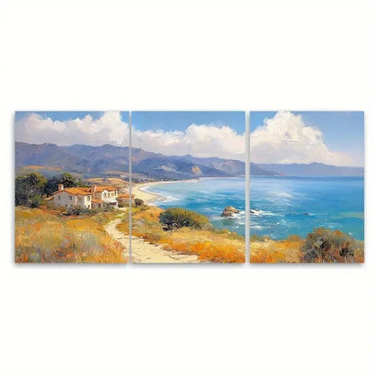 3pcs Monterey Bay Oil Painting California OI Wall Art Set Canvas Framed 60x90cm - High Quality Print 100% Australian Made Wall Canvas Ready to Hang - Bella Home Decor