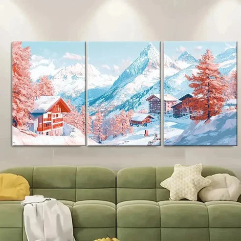 3pcs Switzerland Zermatt Travel Perfect  Wall Art Set Canvas Unframed - High Quality Print 100% Australian Made Wall Canvas