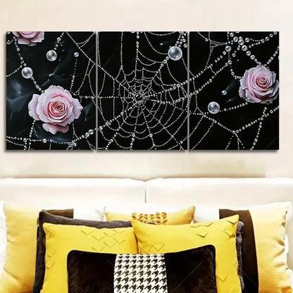 3pcs Rose and Spider Web Design Rose Perfect Wall Art Set Canvas Unframed - High Quality Print 100% Australian Made Wall Canvas