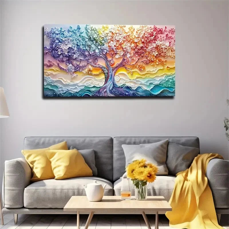 Rhinestone-Effect Trees Modern Wall Art Canvas Office Home Room Framed 120x60cm
