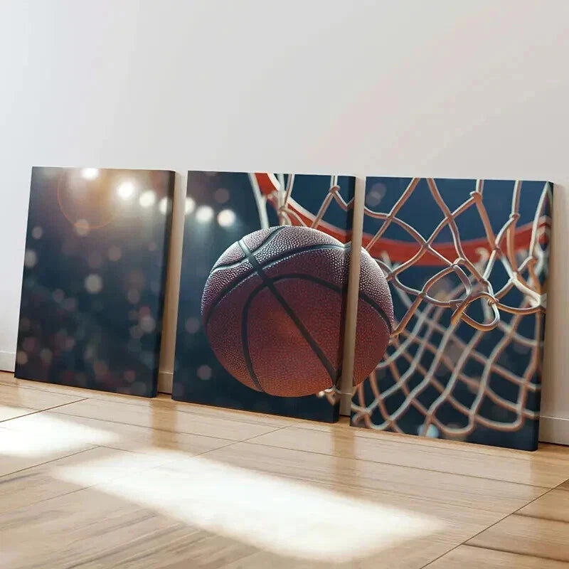 3pcs Basketball Hoop Sports Room Decor Wall Art Set Canvas Framed 60x90cm - High Quality Print 100% Australian Made Wall Canvas Ready to Hang - Bella Home Decor