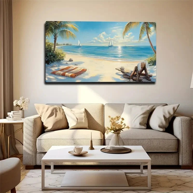 Scene With Orange & White Strip Wall Art Canvas Office Home Room Framed 120x60cm