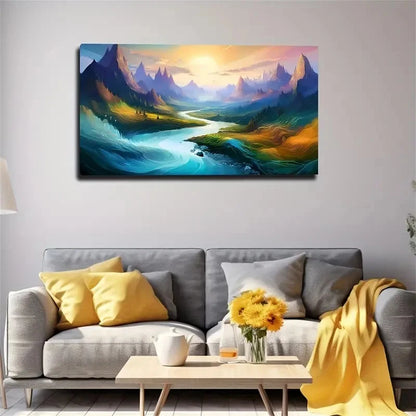 Mysterious Rivers And Mountains Wall Art Canvas Office Home Room Framed 120x60cm