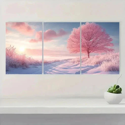 3pcs Frosty Morning Snowy Landscape Wall Art Canvas Unframed - High Quality Print 100% Australian Made Wall Canvas - Bella Home Decor
