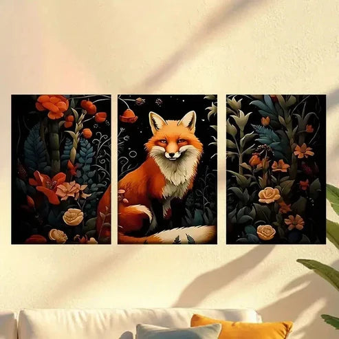 3pcs Fox in the Woods Wall Art Canvas Unframed – High Quality Print 100% Australian Made Wall Canvas - Bella Home Decor