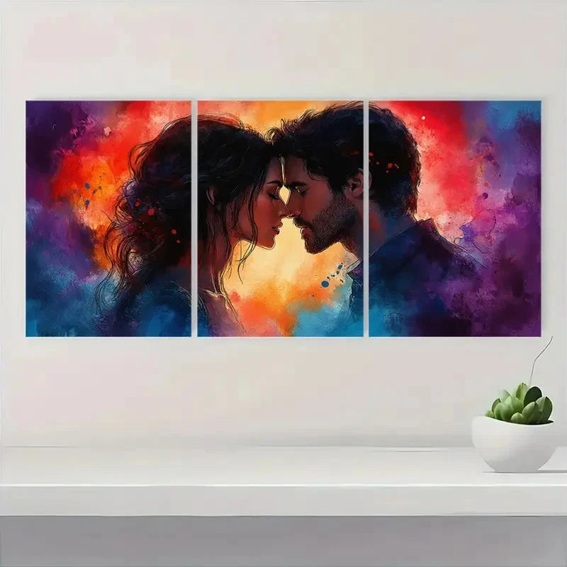 3pcs Romantic Couple Watercolor Canvas Art S Wall Art Set Canvas Framed 60x90cm - High Quality Print 100% Australian Made Wall Canvas Ready to Hang