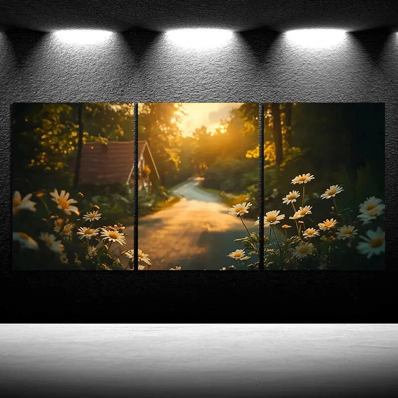 3pcs Flowers Under The Sunshine Metal Print Ready to Hang Art - Bella Home Decor