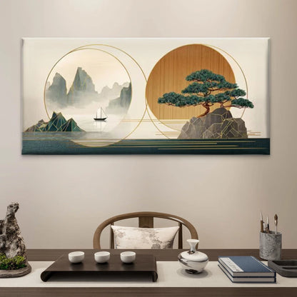 Oriental & Natural Landscape Wall Art Canvas Office Home Room Framed 120x60cm