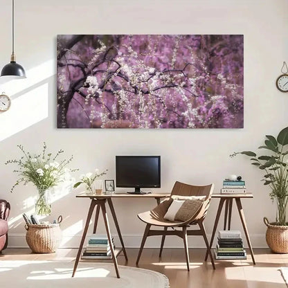 Elegant Purple Blossoms Wall Art Canvas Office Home Room Framed 120x60cm