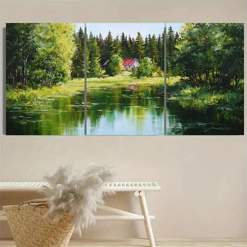 3pcs Shogvik Lake Wall Art Set Canvas Unframed - High Quality Print 100% Australian Made Wall Canvas - Bella Home Decor