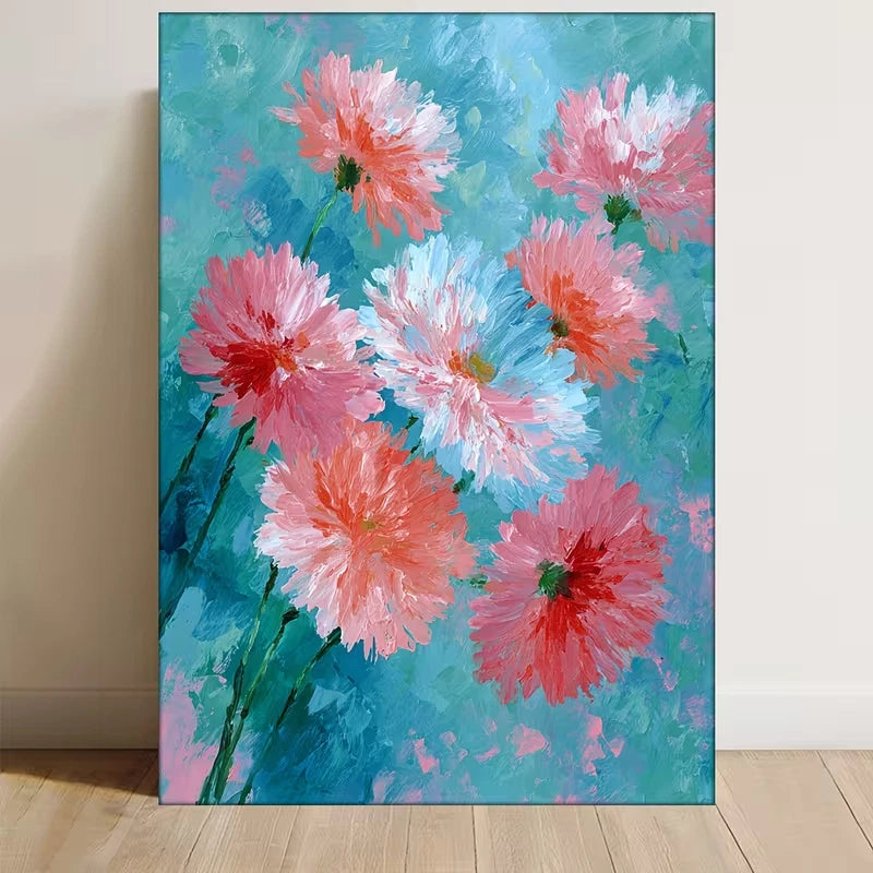 Floral Abstract with Pink Flowers 60x90cm Metal Print Ready to Hang