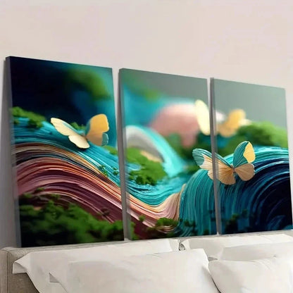 3pcs Abstract Art 3D Animation Style Wall Art Set Canvas Framed 60x90cm - High Quality Print 100% Australian Made Wall Canvas Ready to Hang - Bella Home Decor