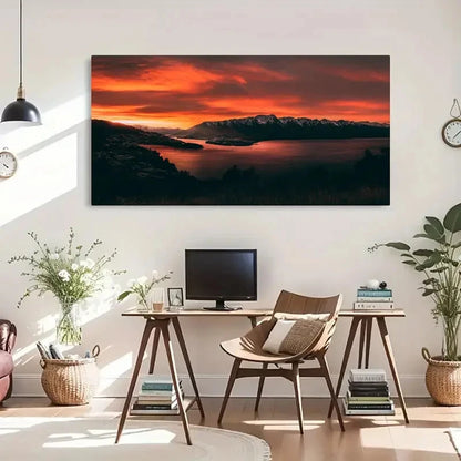 Body Of Water Near Mountains Wall Art Canvas Office Home Room Framed 120x60cm