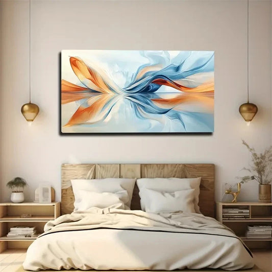 Abstract Modern Orange Blue Wall Art Canvas Office Home Room Framed 120x60cm