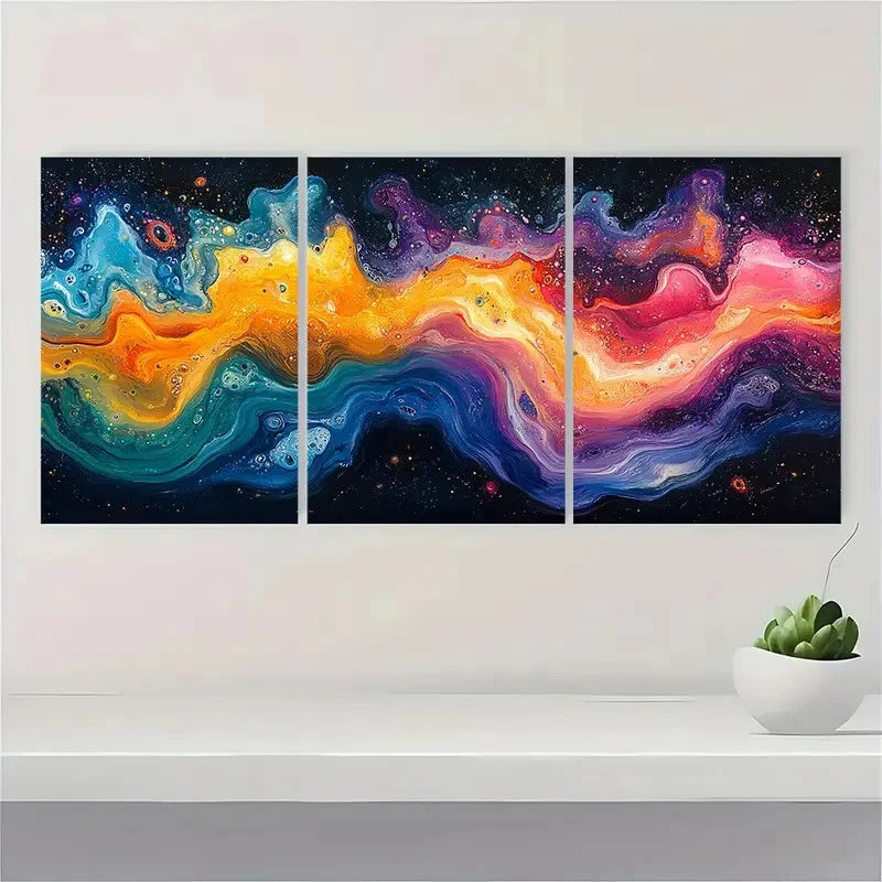 3pcs Colorful Psychedelic Abstract Giclee BB Wall Art Set Canvas Framed 40x60cm - High Quality Print 100% Australian Made Wall Canvas Ready to Hang - Bella Home Decor