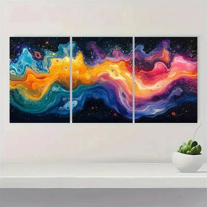 3pcs Colorful Psychedelic Abstract Giclee BB Wall Art Set Canvas Framed 40x60cm - High Quality Print 100% Australian Made Wall Canvas Ready to Hang - Bella Home Decor