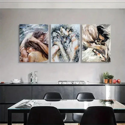 3pcs Romantic Love Embrace Soft Perfect  Wall Art Set Canvas Unframed - High Quality Print 100% Australian Made Wall Canvas