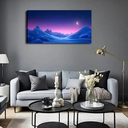 Purple Starry Night Sky Blue Wall Art Canvas Office Home Room Framed 120x60cm - Bella Home Decor
