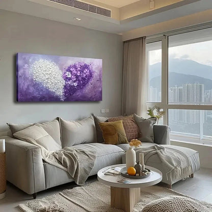 Heart-Shaped Flowers White Wall Art Canvas Office Home Room Framed 120x60cm