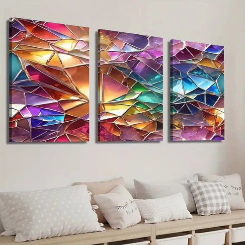 3pcs Abstract Geometric Shapes Creative Wall Art Set Canvas Unframed - High Quality Print 100% Australian Made Wall Canvas - Bella Home Decor