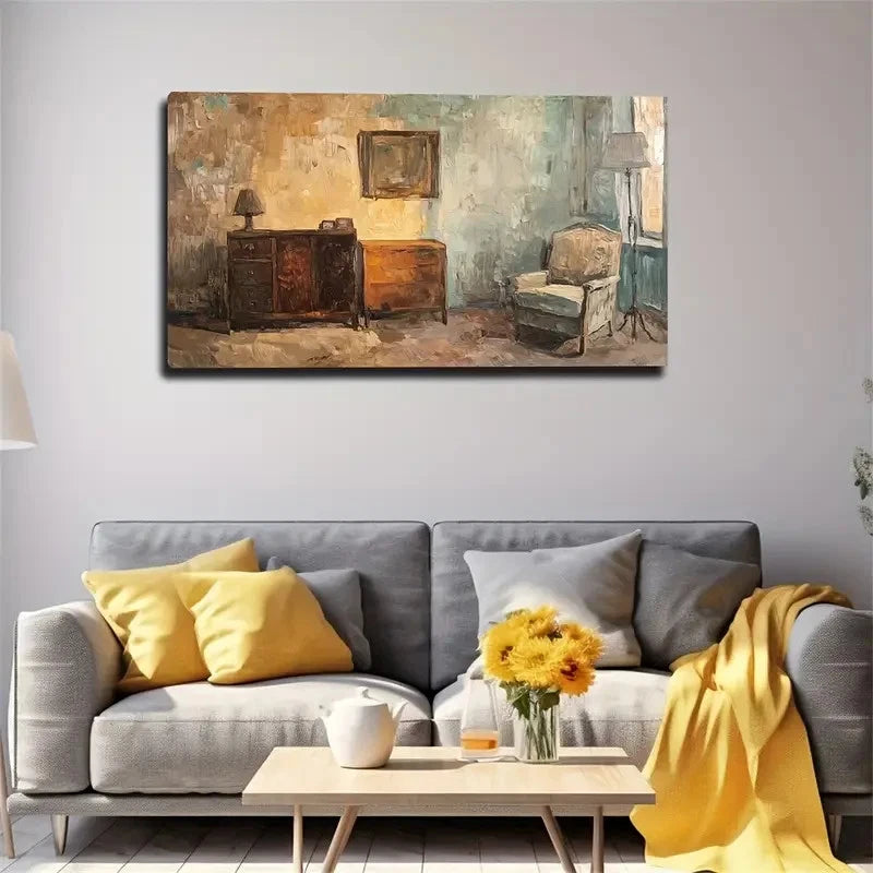 Bedside Lonely Chair Worth Wall Art Canvas Office Home Room Framed 120x60cm