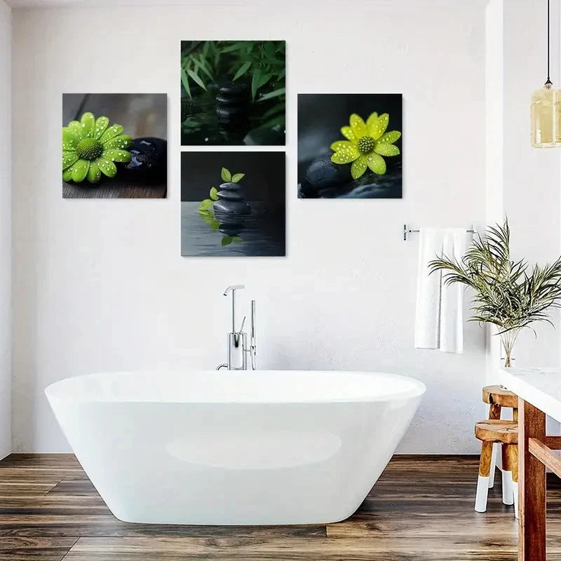 4pcs Deco Floral Canvas Wall Art Set Wall Art Canvas Framed