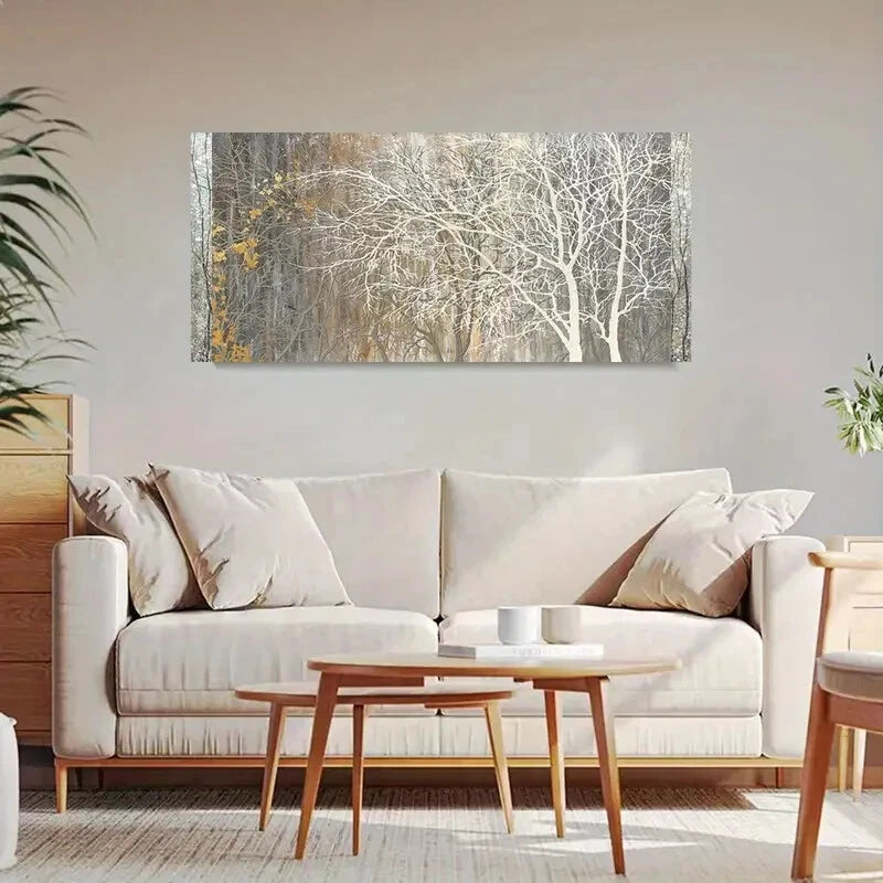Modern Vintage Birch Tree wall canvas office home room framed 120x60cm - Bella Home Decor