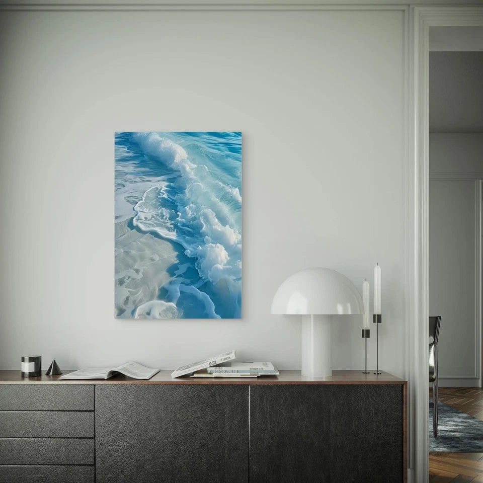 Ocean Waves Kissing Sand 60x90cm Metal Print Ready to Hang