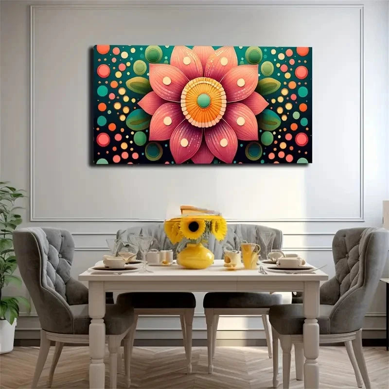 Colorful Dots Vibrant Floral Wall Art Canvas Office Home Room Framed 120x60cm