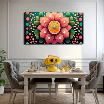 Colorful Dots Vibrant Floral Wall Art Canvas Office Home Room Framed 120x60cm