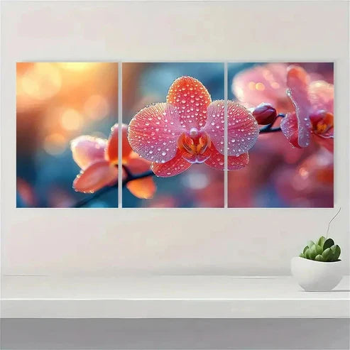 3pcs Orchid Print Flower Art Nature  Wall Art Canvas Unframed - High Quality Print 100% Australian Made Wall Canvas - Bella Home Decor